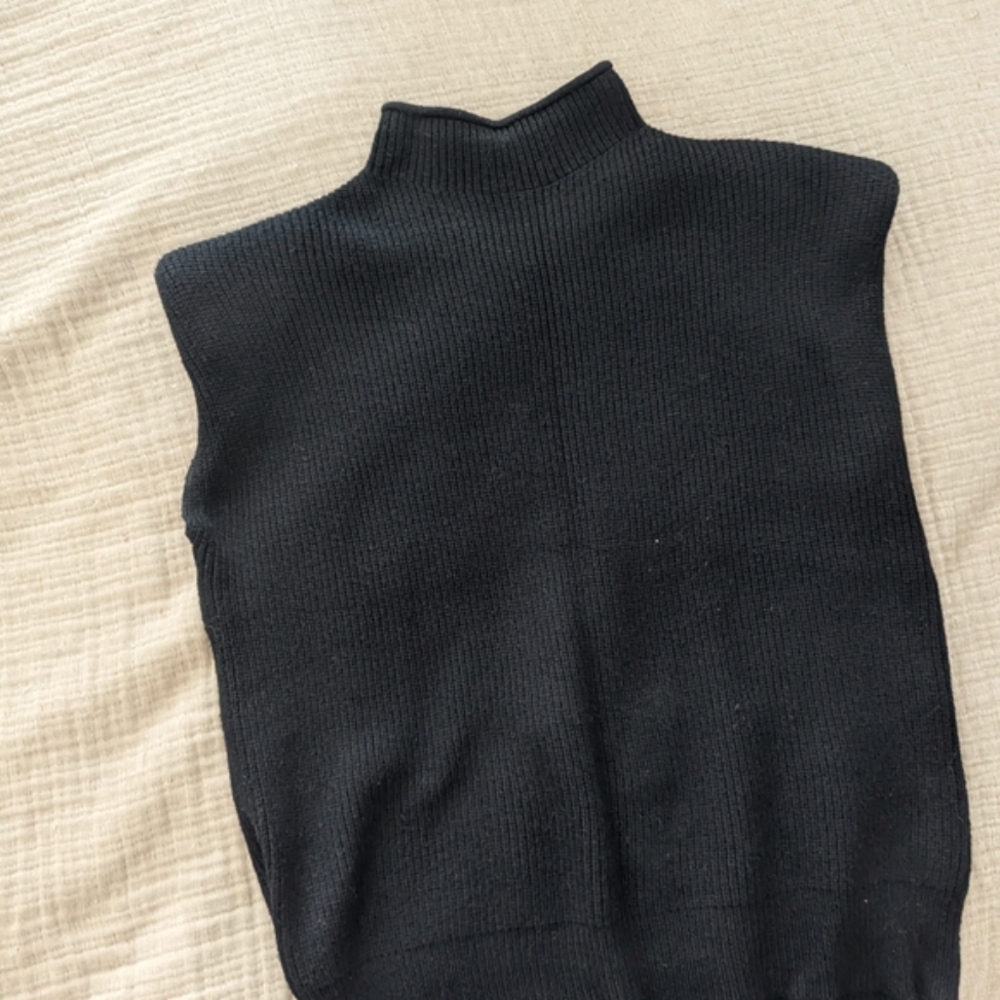 Black Ribbed Turtleneck Sweater